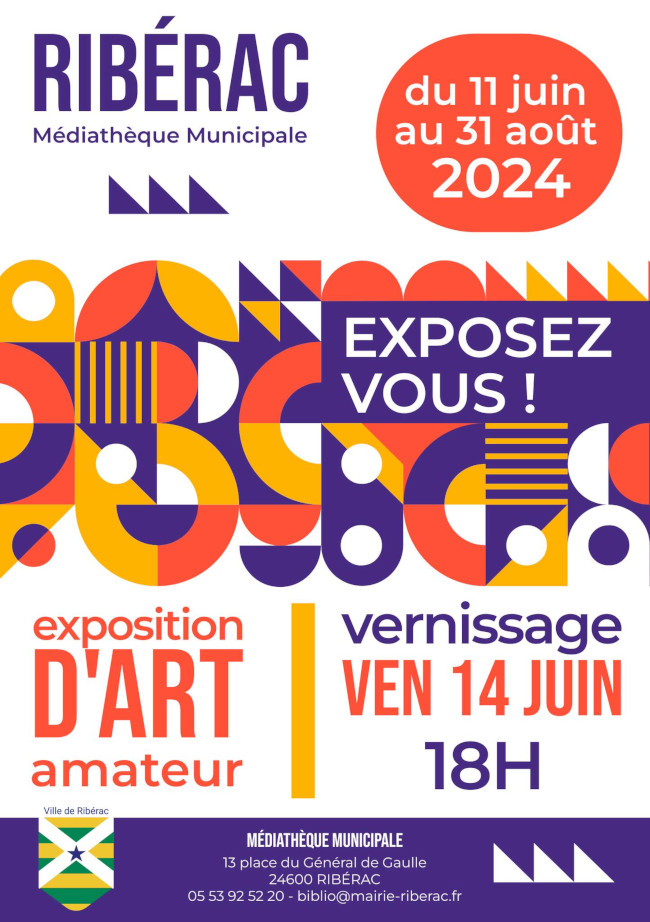 Affiche de l'exposition d'art amateur a la médiathèque de Ribérac