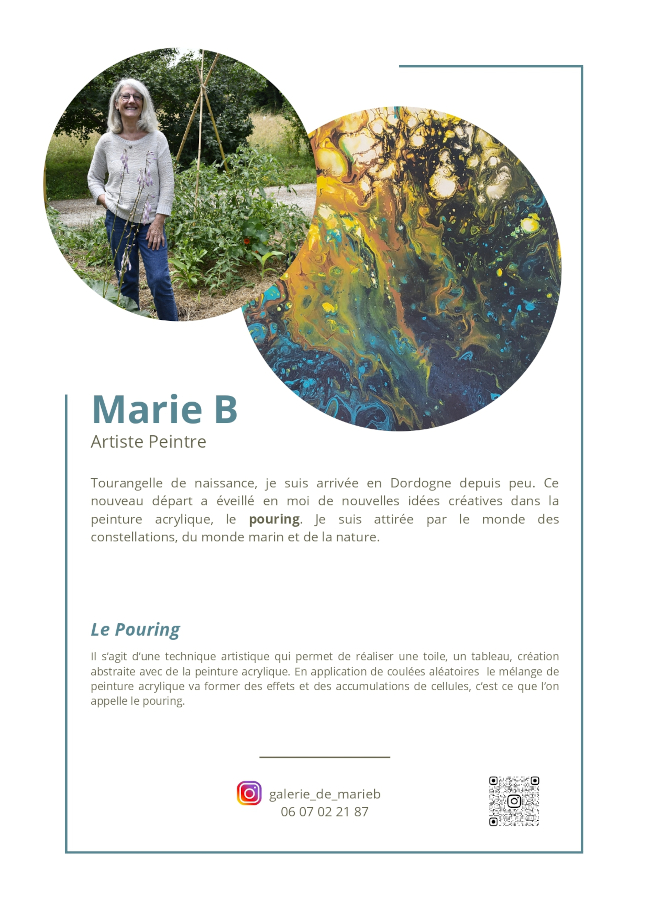 Visuel Exposition de peinture de Marie B en novembre et décembre à la médiathèque de Carsac Aillac