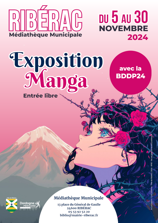 Visuel affiche Exposition Manga du 5 au 30 novembre à la médiathèque